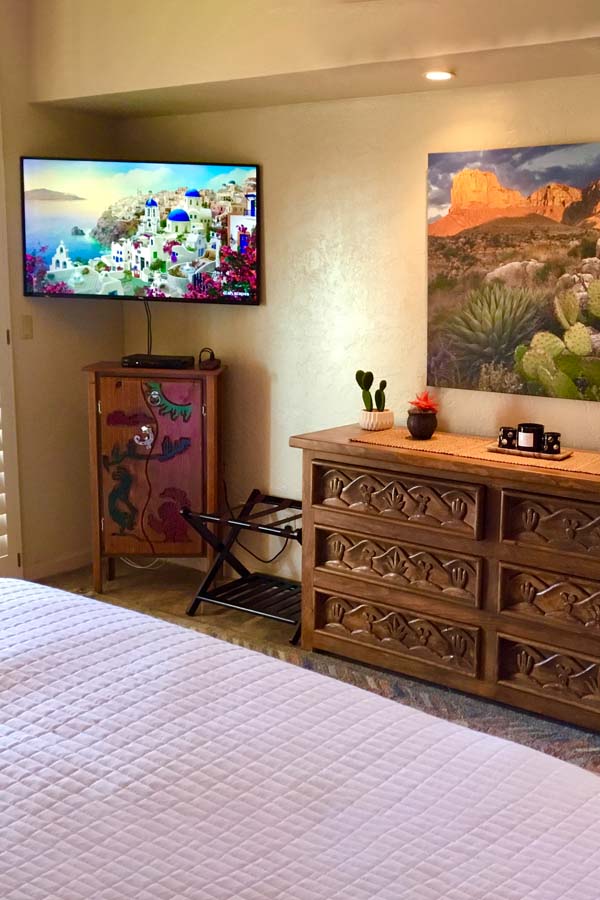 native desert sun master bedroom and tv